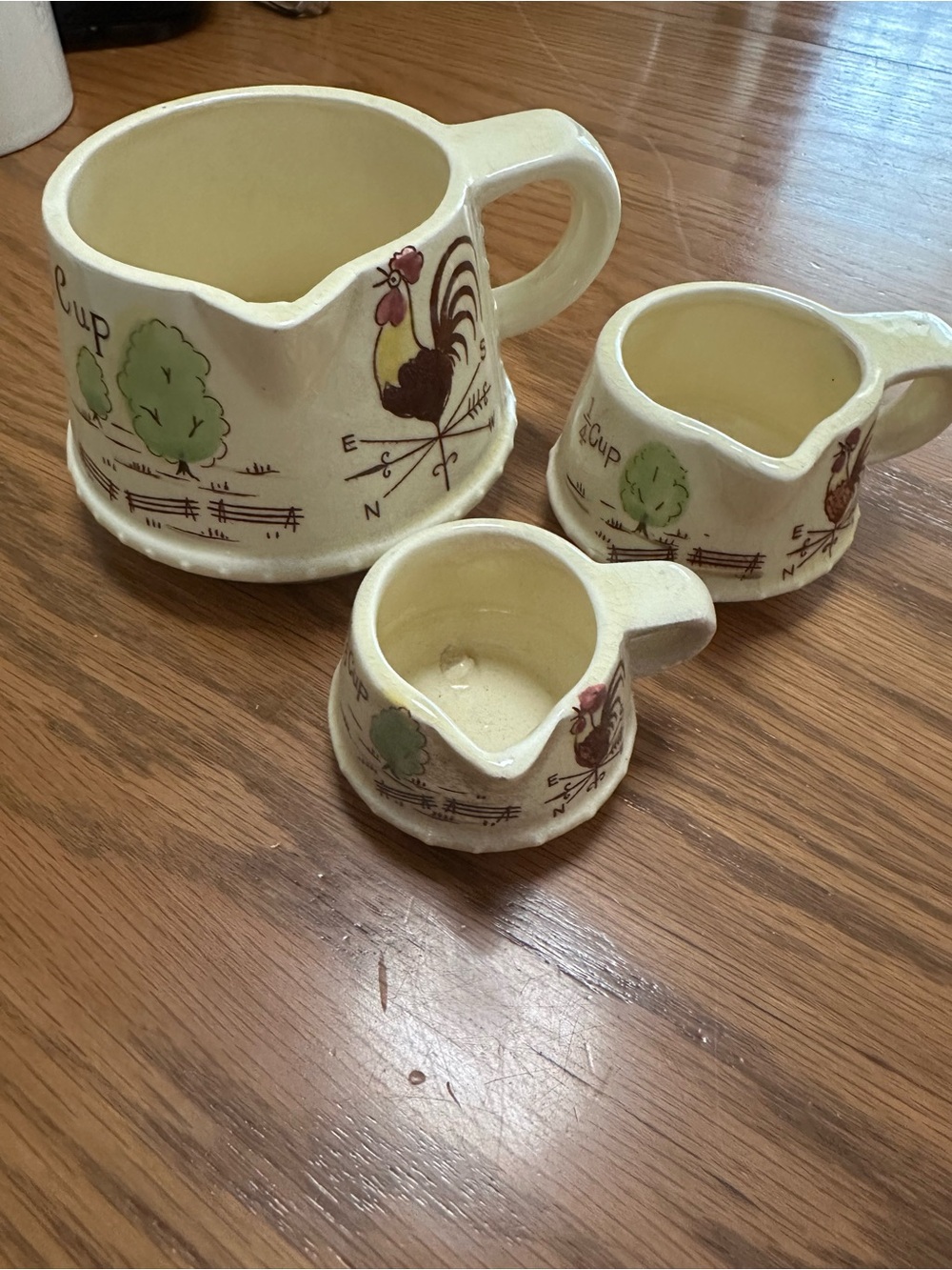 Vintage Ceramic Rooster Measuring Cups